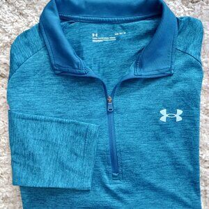 Under Armour Mens Tech 1/4 Zip Long Sleeve Running Shirt Loose Green Blue Sz LG